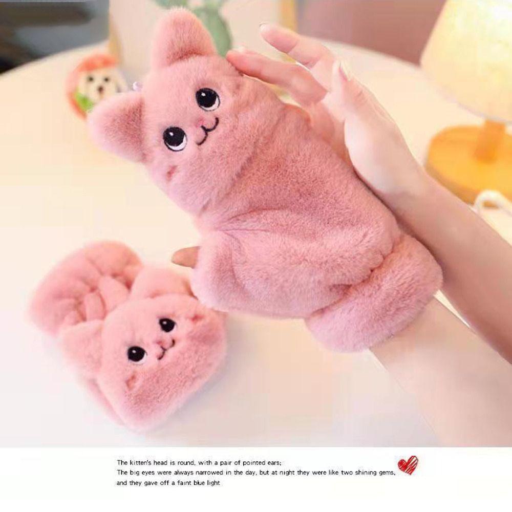 Plush Thick Plush Fingerless Glove Soft Warm Thick Gloves Fashion Flip Half Finger Gloves
