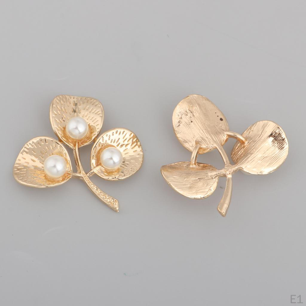 10 Pcs Branch Leaf Flatback Beaded Buttons DIY For