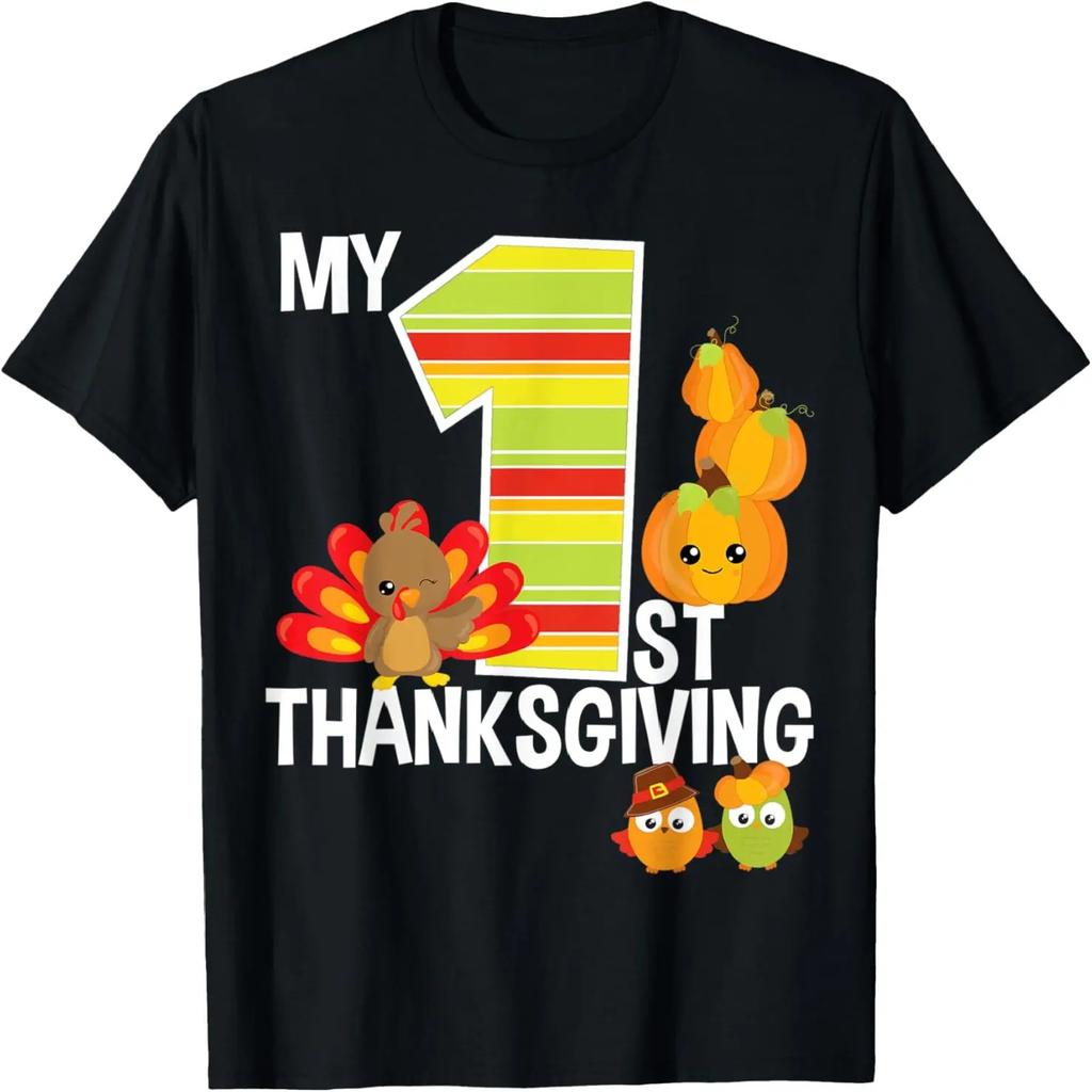 My 1st Thanksgiving Turkey Pumpkin Baby Boy Thanksgiving T-Shirt