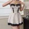 Plus Size Erotic Lace Mesh Deep V Nightgown