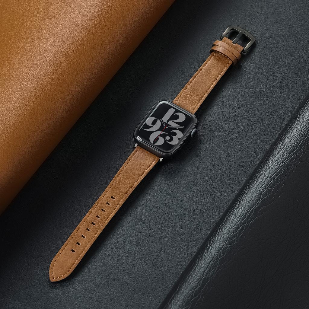 Leather Strap for Apple Watch Band Ultra 2 49mm 44mm 45mm 42mm 41mm 40mm Replacement Bracelet for Iwatch Series 9 8 7 6 5 4 3 2