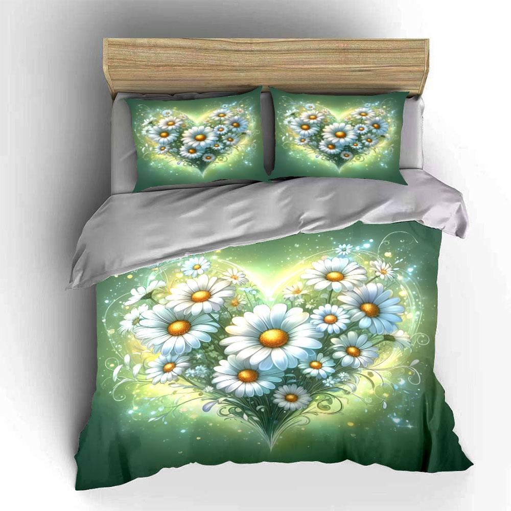 Elegant Daisy-Themed Decorative Set Exquisite Three-Piece Bedding Set Gift For Kids And Adults EU Twin 135X200cm&set