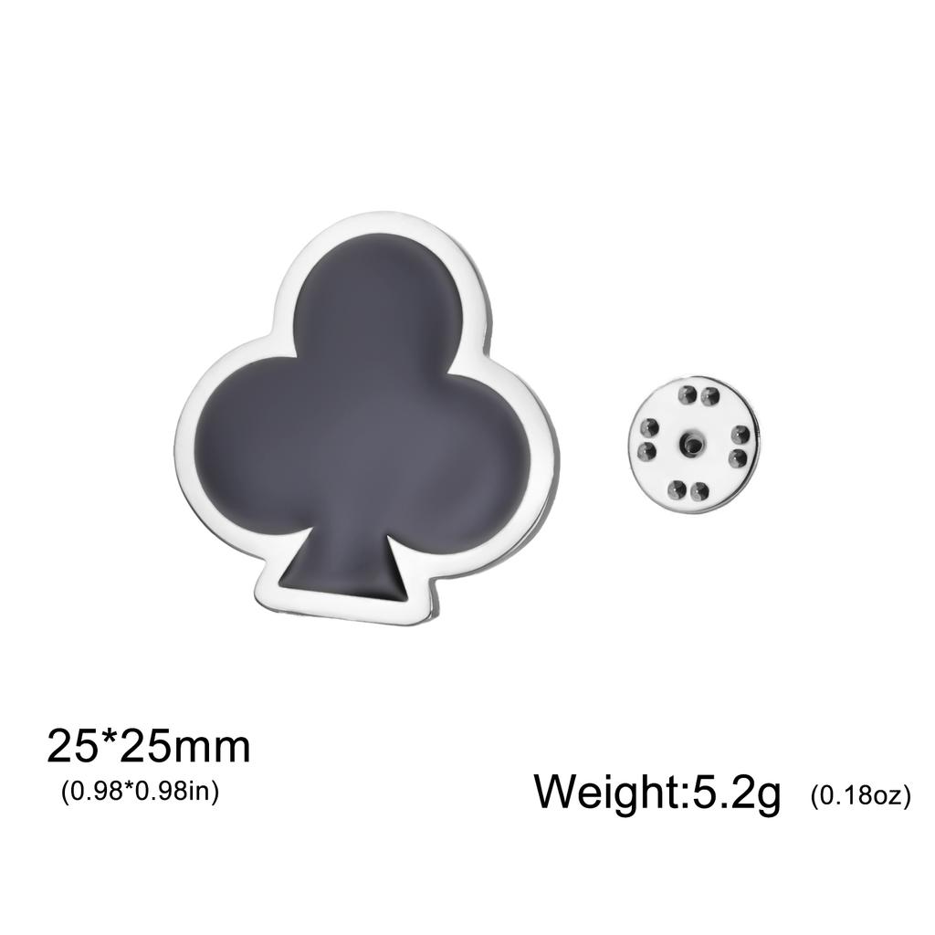 Classic Poker Brooches Spade Heart Club Diamond Brooch for Women Men Stainless Steel Jewelry Enamel Lapel Pins Badge Hat Clothes