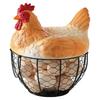Retro Realistic Hen Hatching Egg Storage Basket With Lid Metal Storage Holder Kitchen Decoration Ornament For Fruit Snack