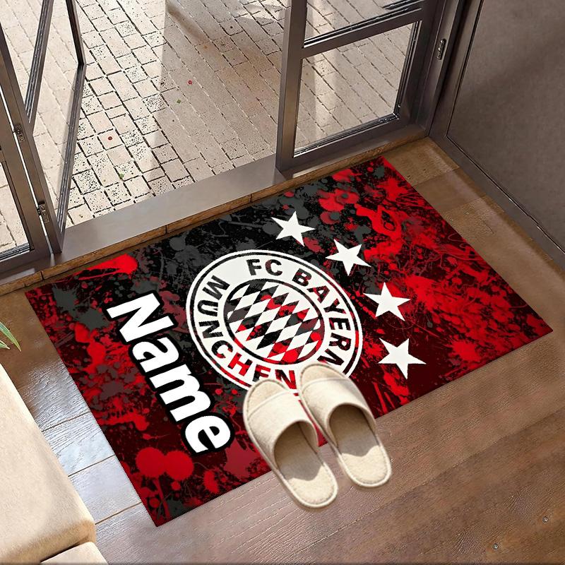 Custom Name Personalized FC Bayern Print Carpet, Versatile Home Decor Rug, for Playroom, Apartment, Balcony, Entryway, Hallway Gift