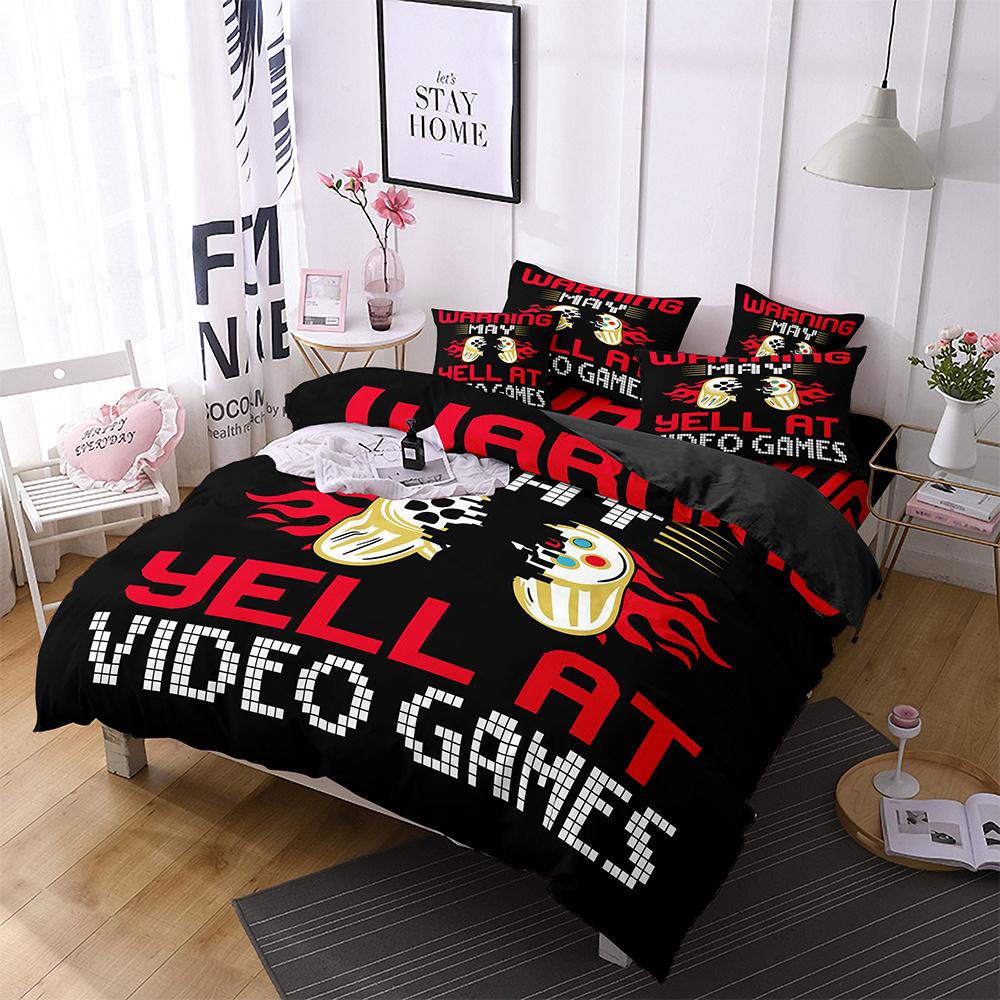 Gamer Duvet Cover for Boys Gaming Comforter Cover Games Gamepad Polyester Bedding Set Kids Game Room Decor Video Game Controller