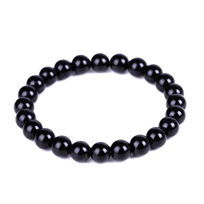 European & American Black Imitation Obsidian Slimming Anklet with Black Agate Bracelet Stones