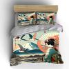 Traditional Japanese Art Decor Set Soft Comfortable Duvet Cover Bedding Set Included 1*Duvet Cover & 2*Pillowcases, Gift