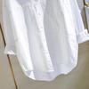 Pure Cotton Double Pocket White Shirt Women Long-sleeve Blouse Spring Autumn Tops Lapel Buttoned Irregular Shirts