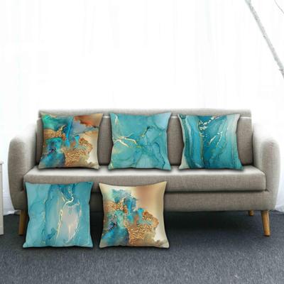 Cushion Case Soft Texture Easy Use Flax Marble Printed Sofa Pillow Cover Home Accessories