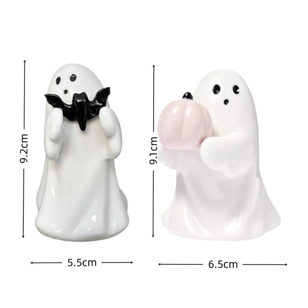 Halloween Specter Ornament Black Bat Pink Pumpkin Specter Holding Pumpkin Miniature Size Resin Figures Statue Party Accessories