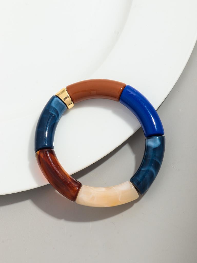 Bohomia Acryl-Design-Stil, klobiges, stapelbares Bambus-Armband für Frauen, Boho, elastisch, bunte Röhrenperlen-Armbänder, 2024 Schmuck