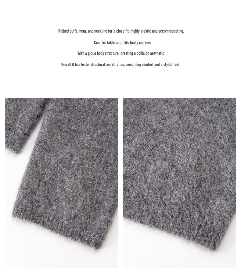 2026 Women's Loose Knit Pullover - Wool, Mulberry Silk, Cashmere Sweater with Brushed Yarn