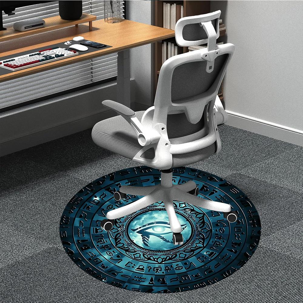 

1PC Eye of Horus, Hieroglyphics Office Round Area Rug, Mat Suitable ForOffice, Under Office Chairs Bedroom Living Room Home Decor, Room Deco 80cm