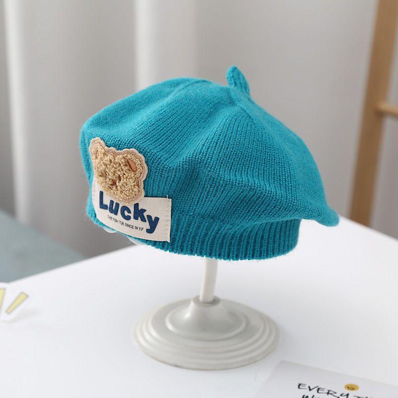 Λουλούδι Baby Beret Καπέλο Χειμερινό Ζεστό πλεκτό καπέλο Beanie για βρέφη κοριτσάκια Κορεάτικη Πριγκίπισσα νηπίων Καλλιτέχνης Μονόχρωμα καπέλα ζωγραφικής