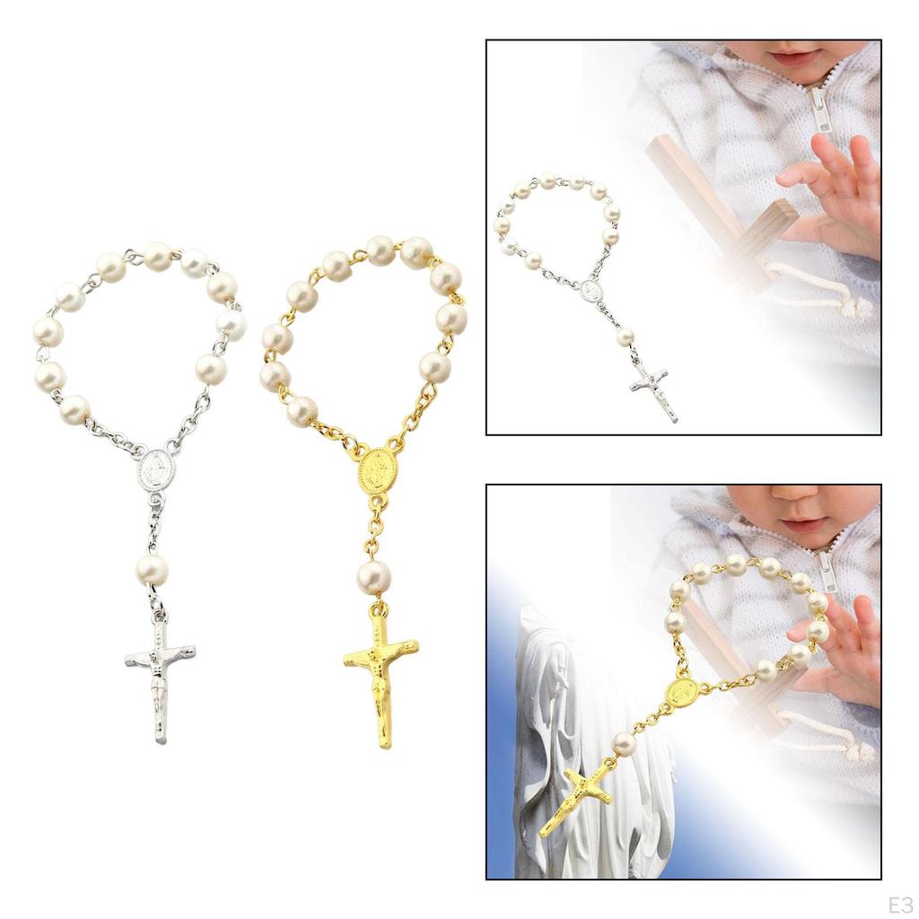 Religious Beaded Bracelet Pendant Gift Crafts Baptism Handmade Christmas