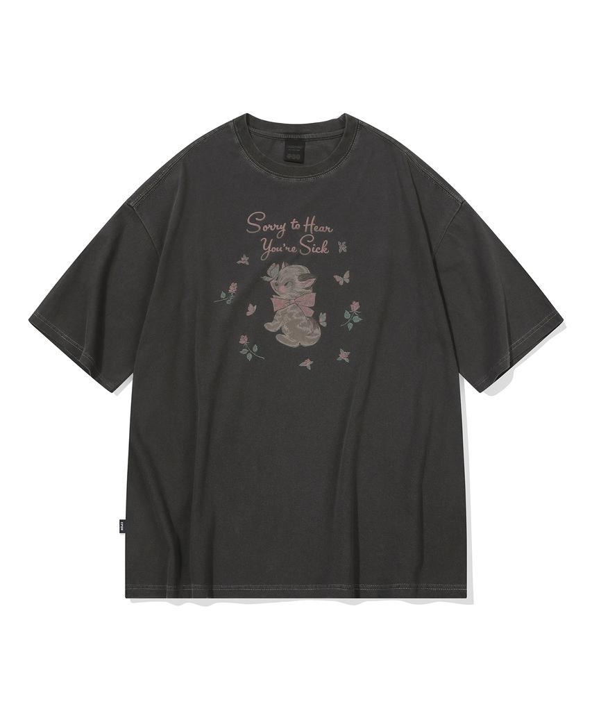 CPGN STUDIO Rose Kitty Pigment Short Sleeve Tee Smoke Black
