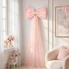 16Pcs/Set Large Bow Kit Giant Pink White Bow with Mini Bows DIY Satin Tulle Bow Wedding Bridal Baby Shower Birthday Party Wall Hanging