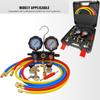 R410A R22 R134a R404A AC Manifold Meter Kit for Refrigerant, 3 Way Freon Charging Sleeve with 1.45m Hose, Coupler and Adapter