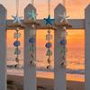 Sea Glass Wooden Nautical Wall Decor Handcrafted Starfish Shells Bathroom Hanging Decoration Beach Coastal Wall Art for Living Room Dining Room