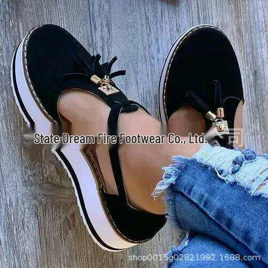 2020 Summer Tassel Buckle Strap Thick Sole Plus Size Women's Casual Sandals