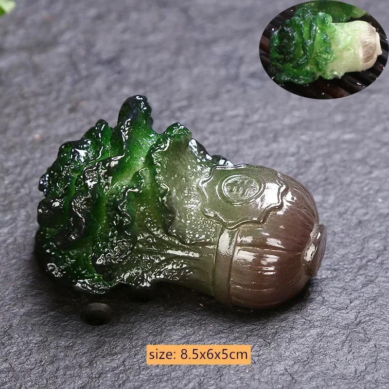 Creative Color-changing Tea Pet Resin Lucky Small Cabbage Tea Play Ornaments Chinese Tea Tray Decoration Tea Set Accessories