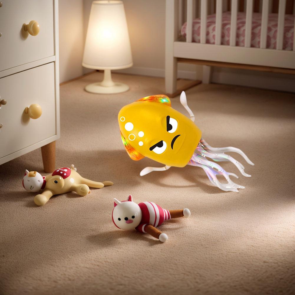 Dancing Octopus Kids Electronic Pet Figurines Interactive Development Miniatures Induction Lying Flat Squid with Light & Music