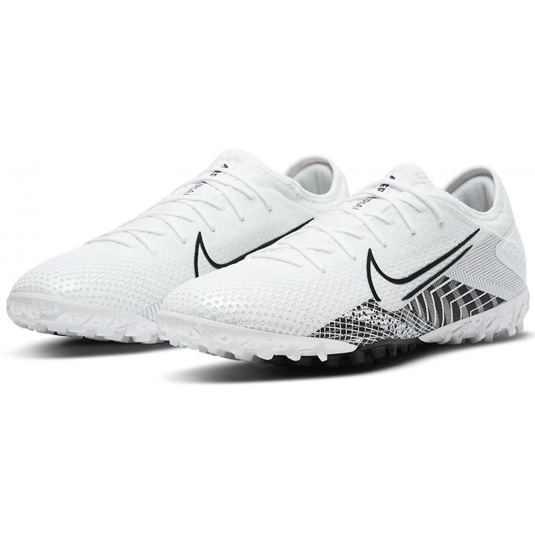 Nike Mercurial Vapor 13 Pro MDS Round Toe Lace-Up Low Top TF Soccer Shoes Men sneaker White Black CJ1307-110