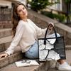 Trendy Cracked Print Tote Bag Stylish Casual Shoulder Handbag for Daily Use