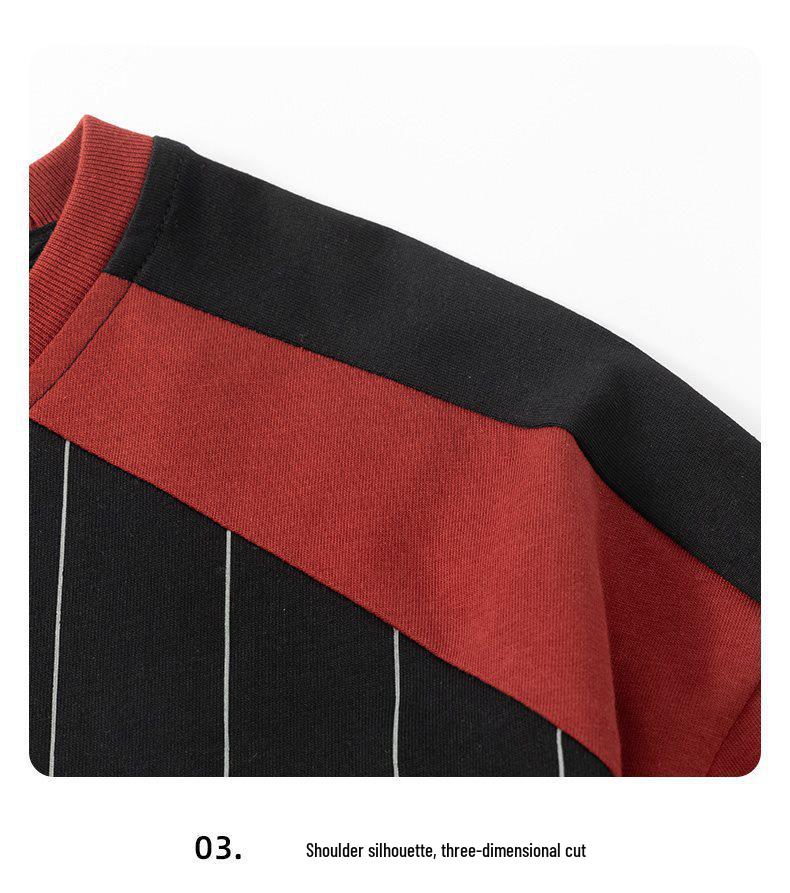 Men's Summer Striped Round Neck T-Shirt - Breathable, Short-Sleeve, Trendy & Versatile.