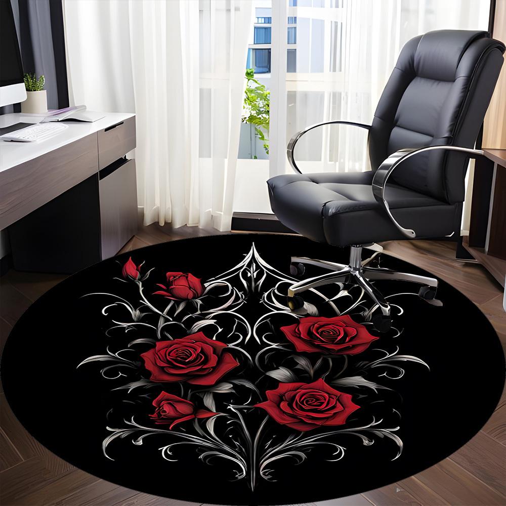1pc Gothic Roses Chair Carpet for Office, Non-slip, Soft and Durable Office Rug for Decoration, Perfect for Office yy260105047
