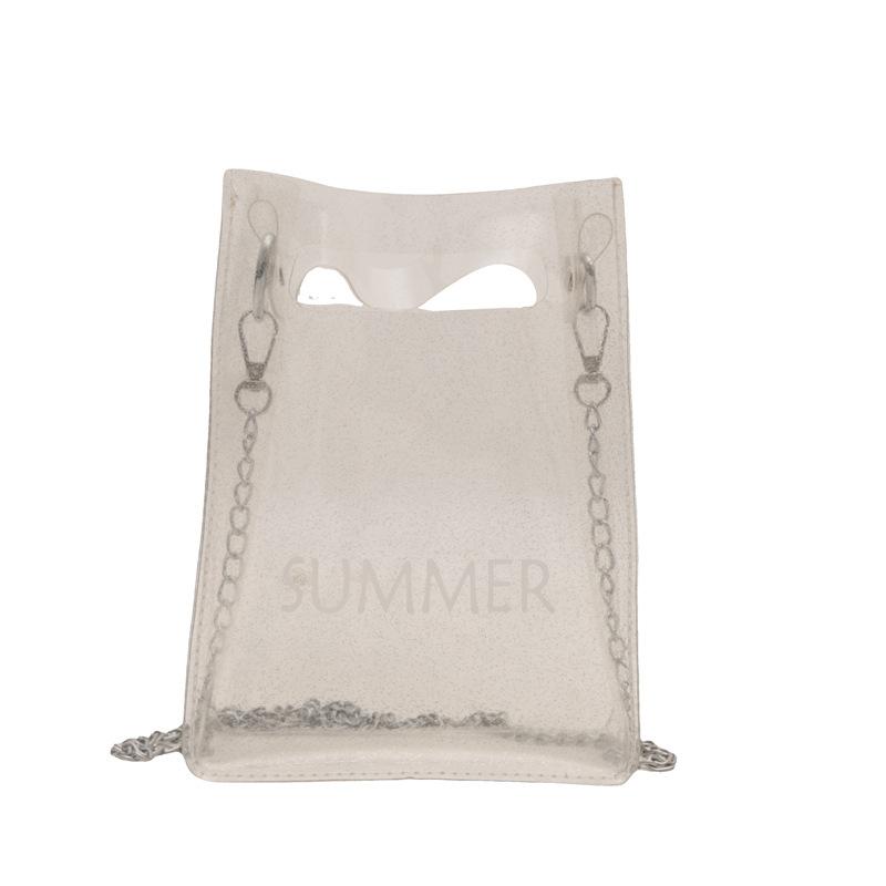 Nischen-transparente perlmuttfarbene Handytasche für Damen, Sommer, hochwertige, modische Schulterkette, Umhängetasche, kleine quadratische Tasche