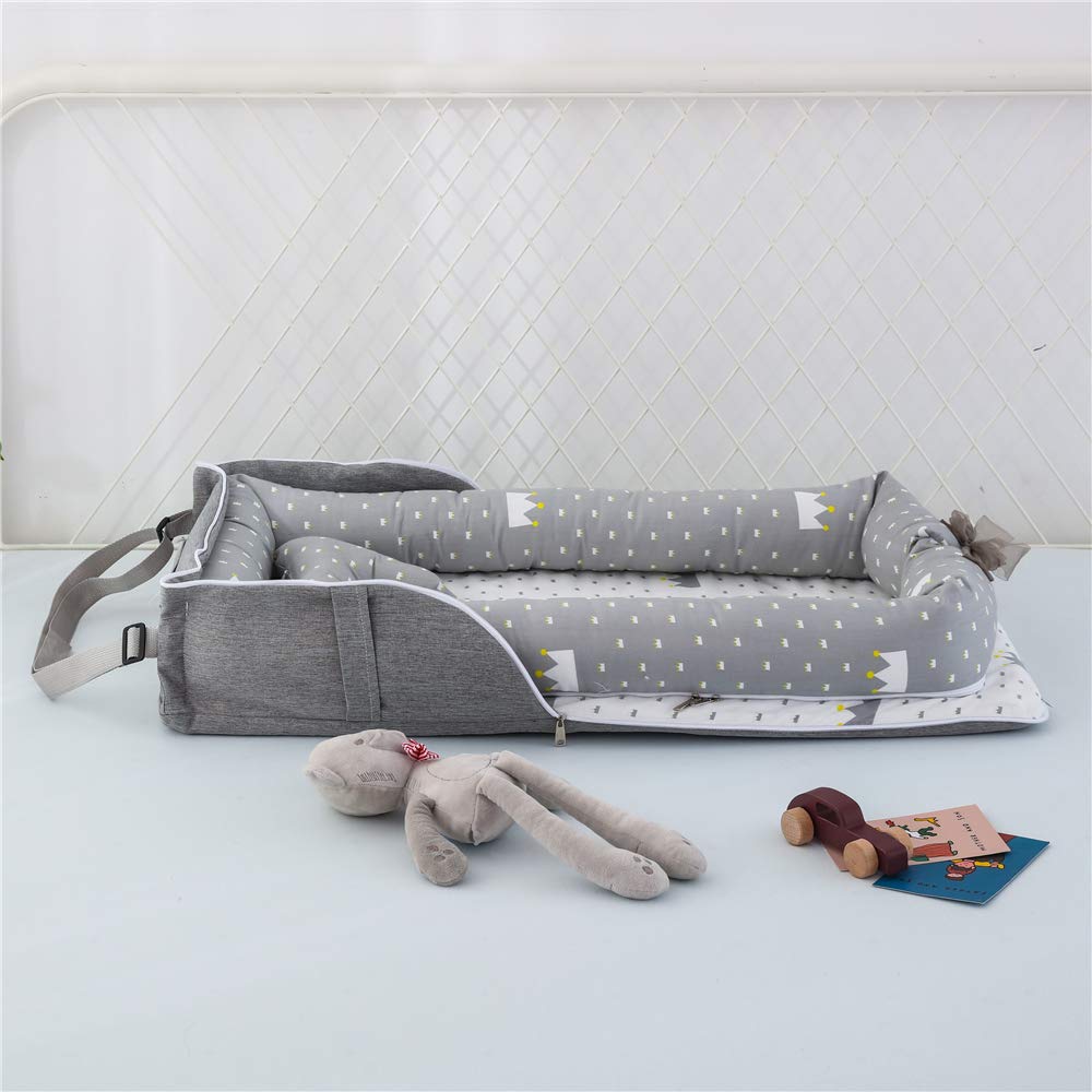 Luddy Baby with Portable Baby Months Crib, Newborn, Pillow, Bed-in-Bed, Foldable, Crib, Co-sleeping, Portable, Breathable, Washable, Gift, 0-24