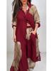 2025 European & American Style Seven-Sleeve Women's Cardigan & Pants Casual Set