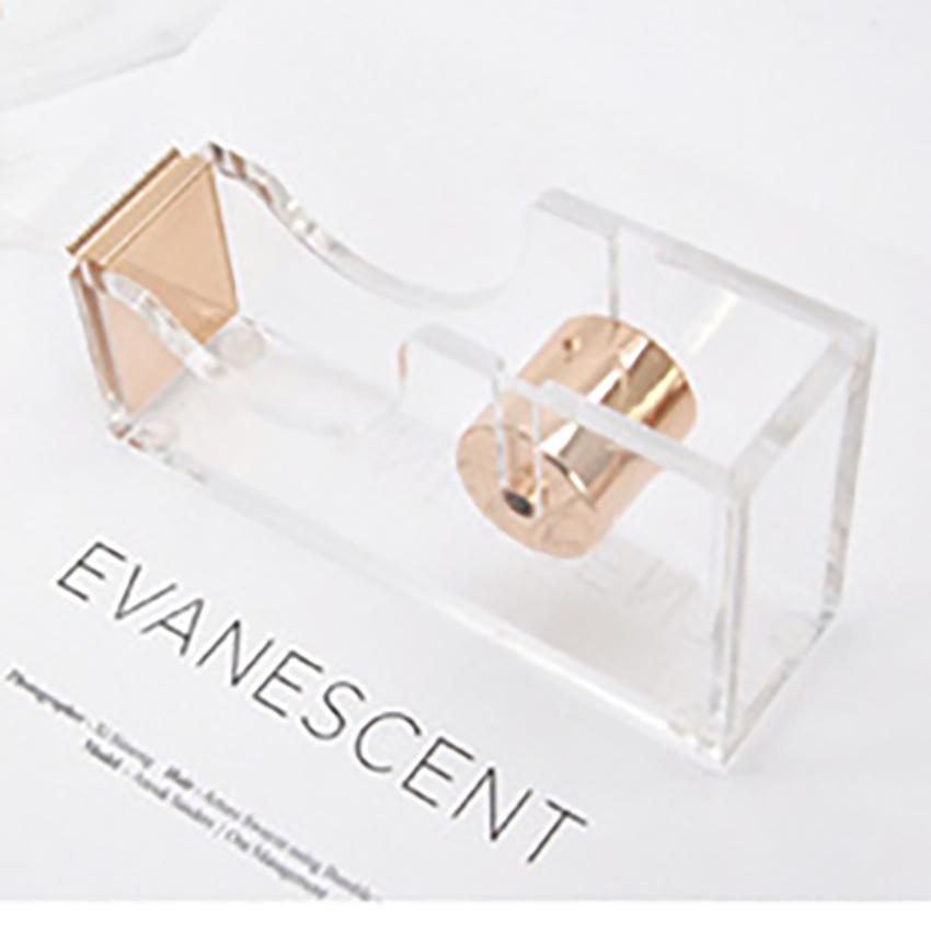 Deluxe Square Clear Acrylic Tape Seat Holder Office Tape Dispenser Desktop Tape Cutter Supplies 120MM*35MM*65MM