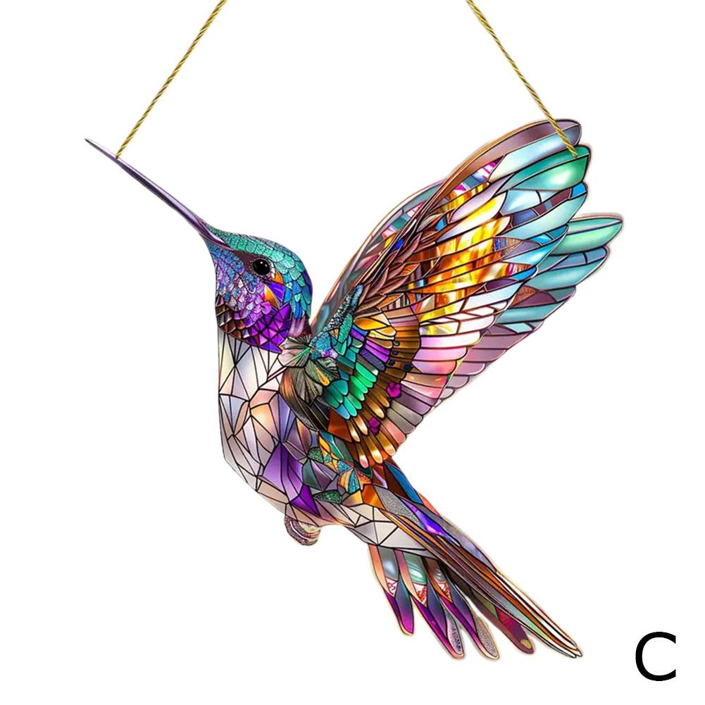 2D Hummingbird Christmas Trees Hanging Ornament Colorful Acrylic Window Decoration Porch Pendant For Home Window Indoor Decor