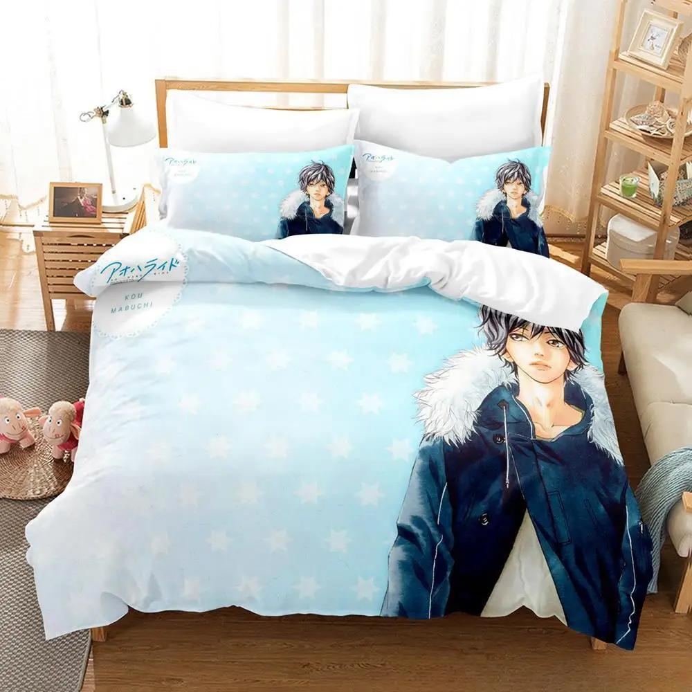 3D Print Anime Ao Haru Ride Bedding Set Single Twin Full Queen King Size Bed Set Adult Kid Bedroom Duvetcover Sets Home Textiles
