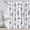 Shower Curtain Waterproof And Mildew-Proof Digital Printing Starfish Shell Shower Curtain Bathroom Partition Curtain Free Punching