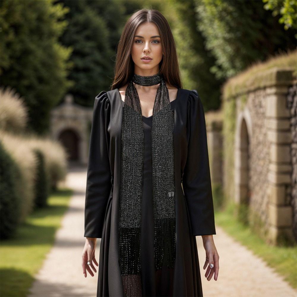 Vintage Neckwear Scarf Retro Thin Scarf Decoration Neckerchief Fashion Long Tassel Scarf