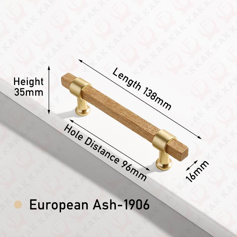 KAK Maniglie e Pomelli in Legno di Noce per Mobili da Cucina Maniglia in Frassino Europeo per Scarpiere Maniglie a Coppa Dorate Ferramenta per Porte