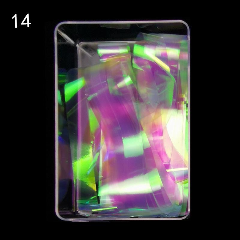 20Pcs Candy Color Aurora Cellophane Strip Colorful Nail Stickers Nail Art Decoration with Box