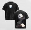 Anime Frieren Printed T-shirt For Men Clothing Harajuku Short Sleeve Pure Polyester Tee Shirt Gothic Y2k Vintage Washed Tshirts