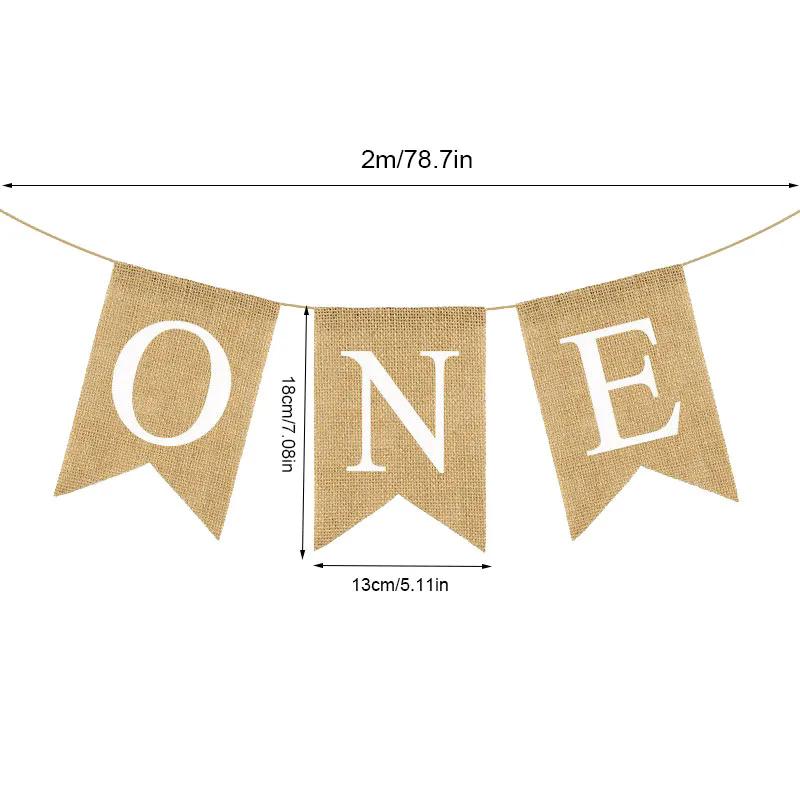 Babyshower Stol Band Jute ONE Girlang Pojke Flicka Ett År Gammal Födelsedagskalas Dekorationer Gåvor Fotorekvisita Tillbehör 3 Färger