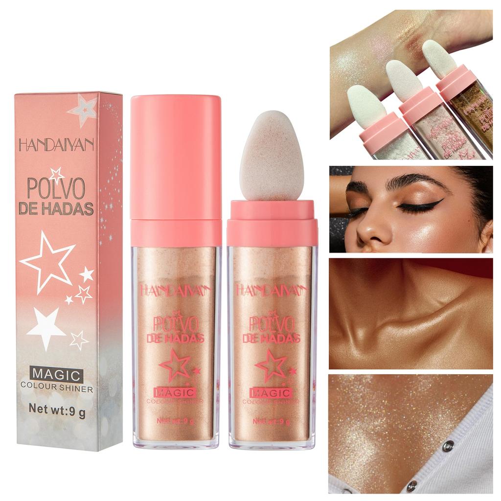 3 Colors Highlighter Powder Polvo De Hadas Glitter Powder Shimmer Contour Blush Powder Makeup for Face Body Highlight Makeup 9g