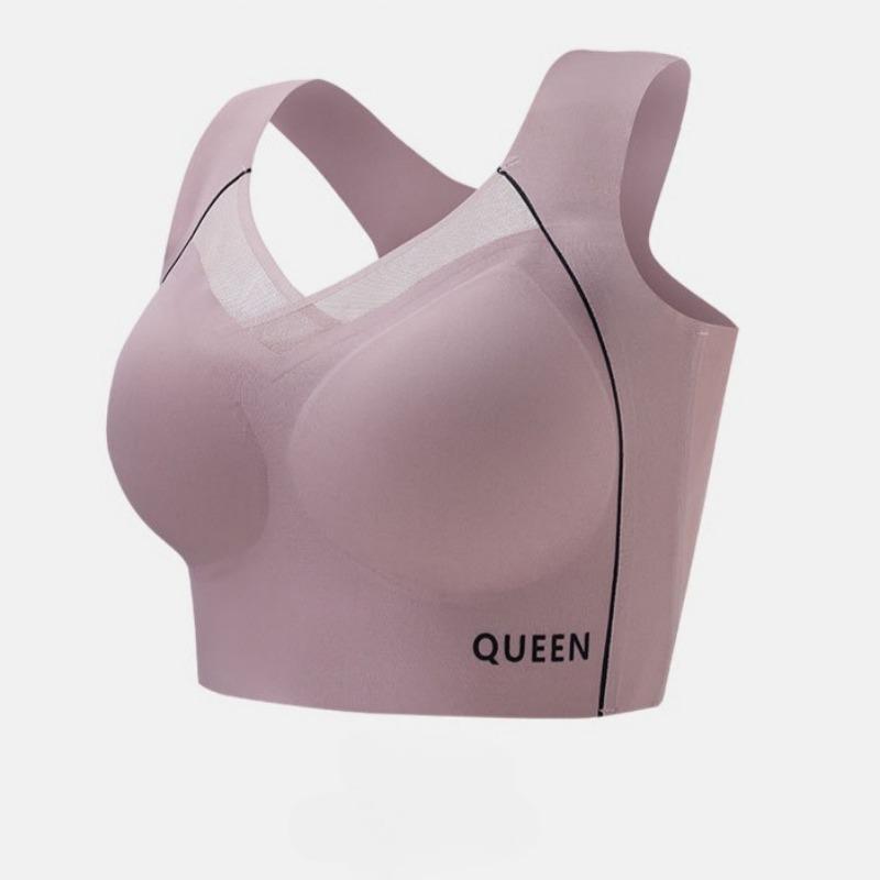 

Бесшовное нижнее белье большого размера с расширенной боковой частью для контроля груди для женщин, ударопрочный пуш-ап, пуш-ап, спортивный бюстгальтер без косточек 3XL розовый