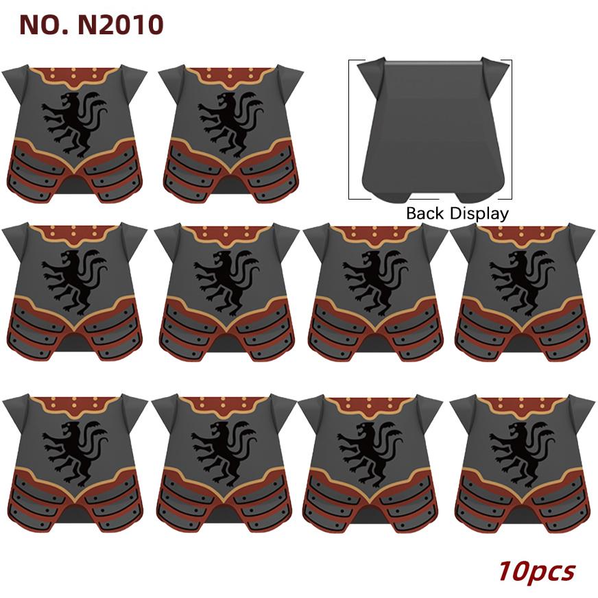 

10 шт. MOC Средневековый военный жилет Строительные блоки Рыцарские доспехи Аксессуары Кирпичики Игрушки Подарок