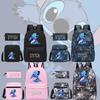 Stylish Black Stitch Backpack Set With Versatile Shoulder Bag And Pencil Case For School