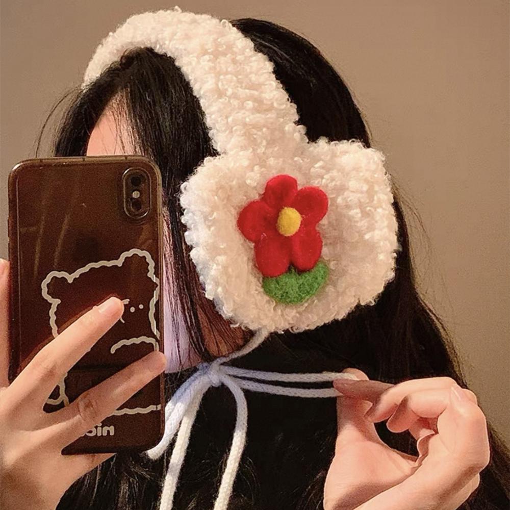

Warm Protective Ear Muffs Plush Cycling Ear Warmers Cute Winter Ear Covers Red Plush Earmuff Set For Outdoor Activities Cycling