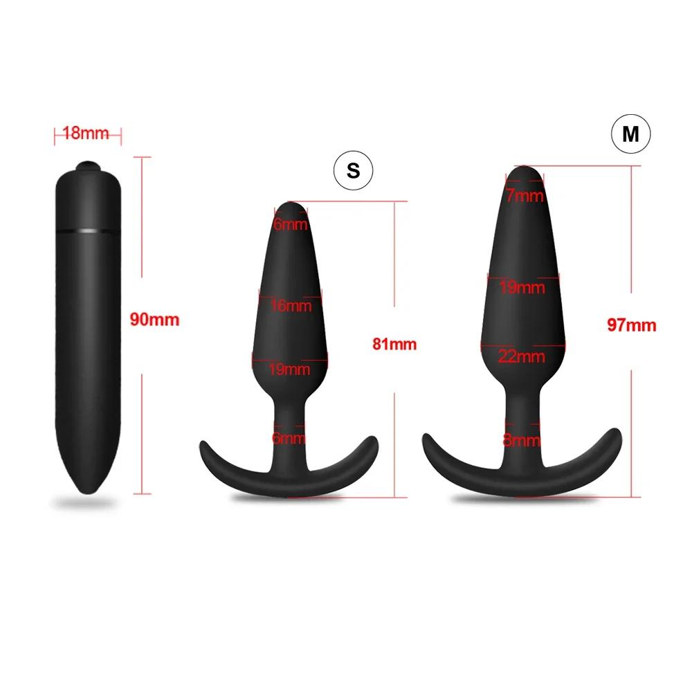 3 Sizes Anal Plug Soft Silicone Butt Plug Bullet Vibrator Stimulator Adult Sex Toys for Men/Women Anal Prostate Massager for Gay