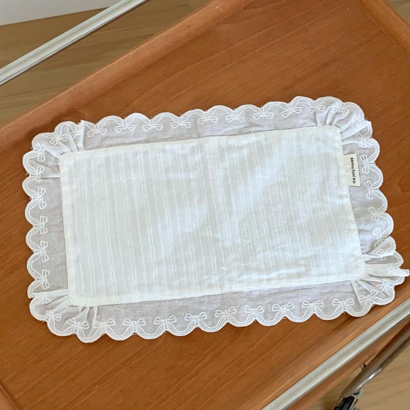 Korean Style Soft Flounced Lace Ruffle Placemats Non-Slip Dustproof Table Pads for Living Room Tea Table Decor